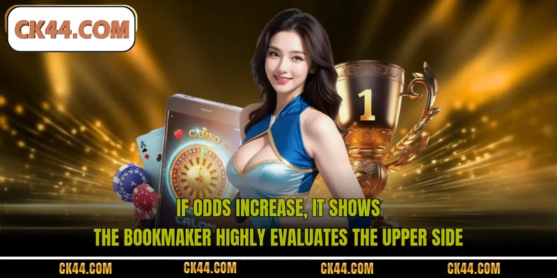 If odds increase, it shows the bookmaker highly evaluates the upper side